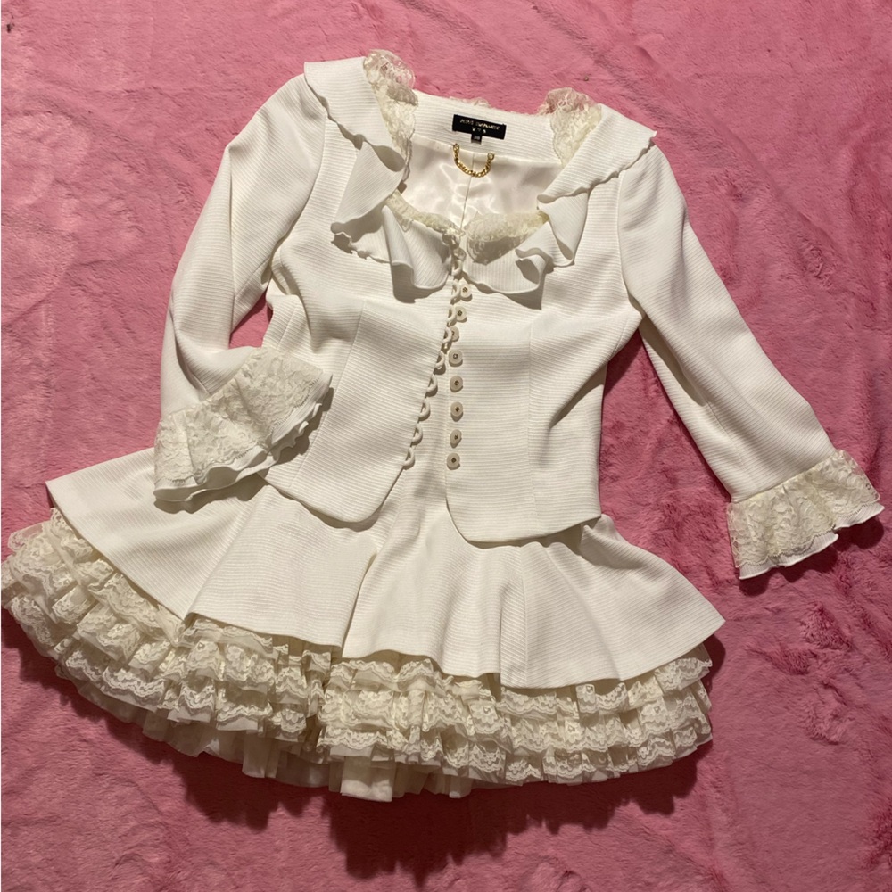 Jesus Diamanté skirt and jacket set | hime gayru | jfashion